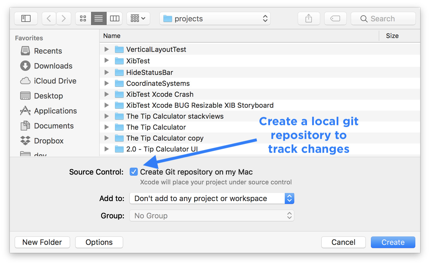 Track changes with git in Xcode 9