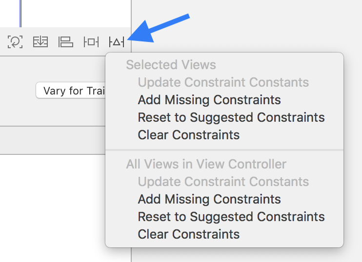 Update constraint constants in Xcode 9