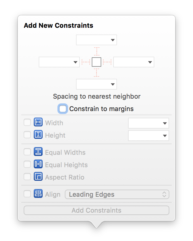 Add Constraints Menu