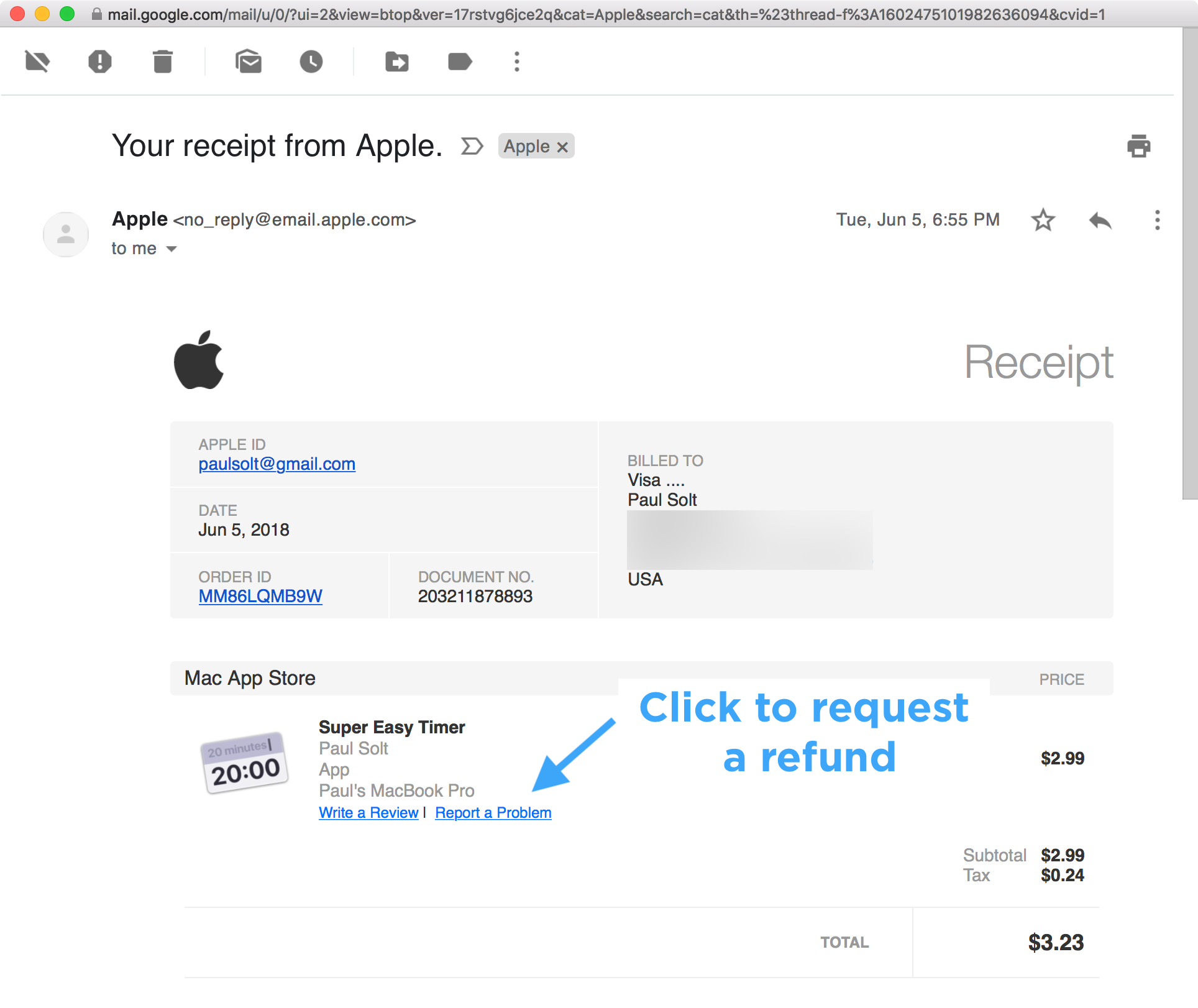 how to get an app refund