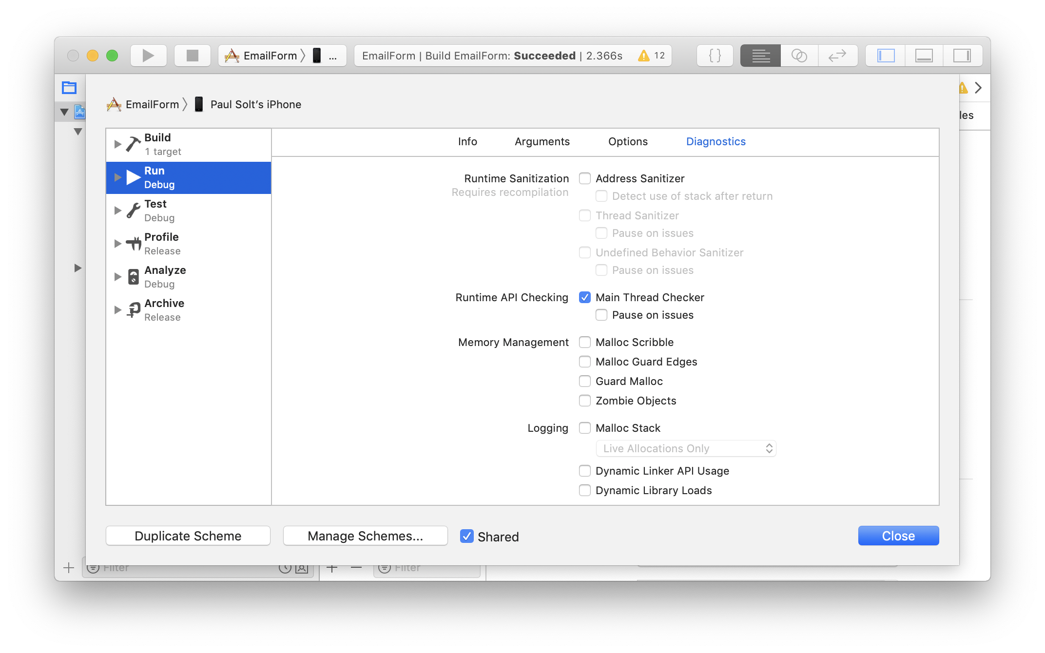 Xcode memory and thread debugging is amazing