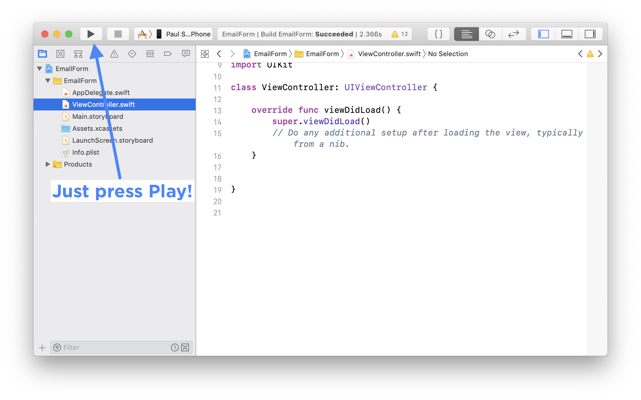 Xcode 10 Play Button is Easy